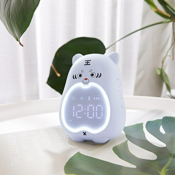 Despertador para niños, Despertador para niños, Entrenador de , Despertador, Despertador digital, Lámpara de de noche, Reloj recargable, azul BLESIY Reloj digital