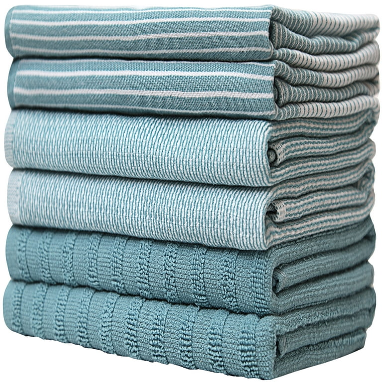 Premium Kitchen Towels 20”x 28”- 6 Pack, Large Cotton Kitchen Towels, Hand Towels for Kitchen, Flat & Terry Towel, Dish Towels, Highly  Absorbent Tea Towels Set with Hanging Loop
