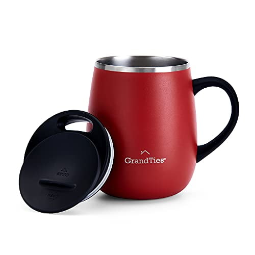 Grandties Insulated Coffee Mug with Handle Sliding Lid for Splash