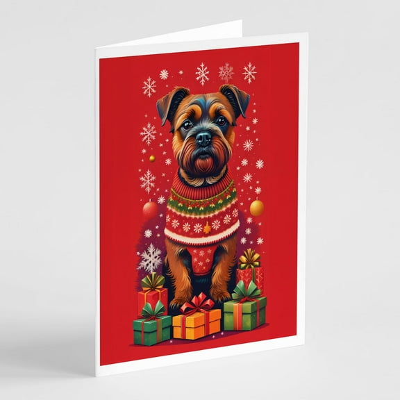 Border Terrier Holiday Christmas Greeting Cards Pack of 8 7 in x 5 in