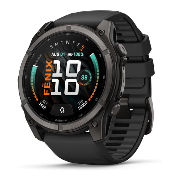 Garmin fenix 9 – 51 mm Carbon Gray DLC Titanium with Black Silicone Band
