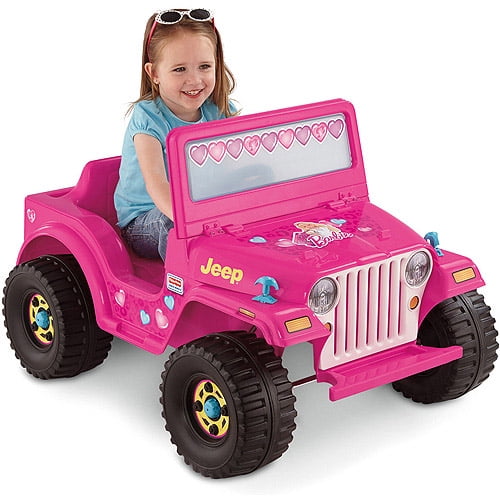Fisher Price Power Wheels Barbie Jeep Wrangler 12 Volt Kids Ride On Toy,  Pink 