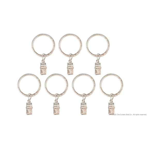 Curtain Rod Clips Rings Distressed Ivory White Set of 7 Clip Rings