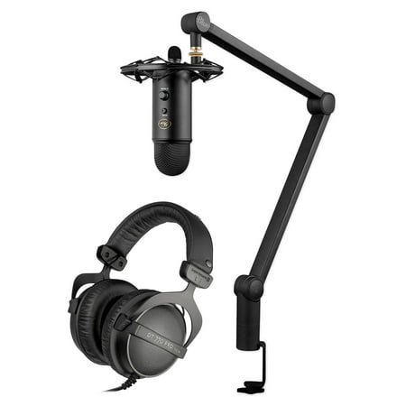 Blue Yeticaster Studio Podcasting Microphone+Beyerdynamic Headphones+Boom
