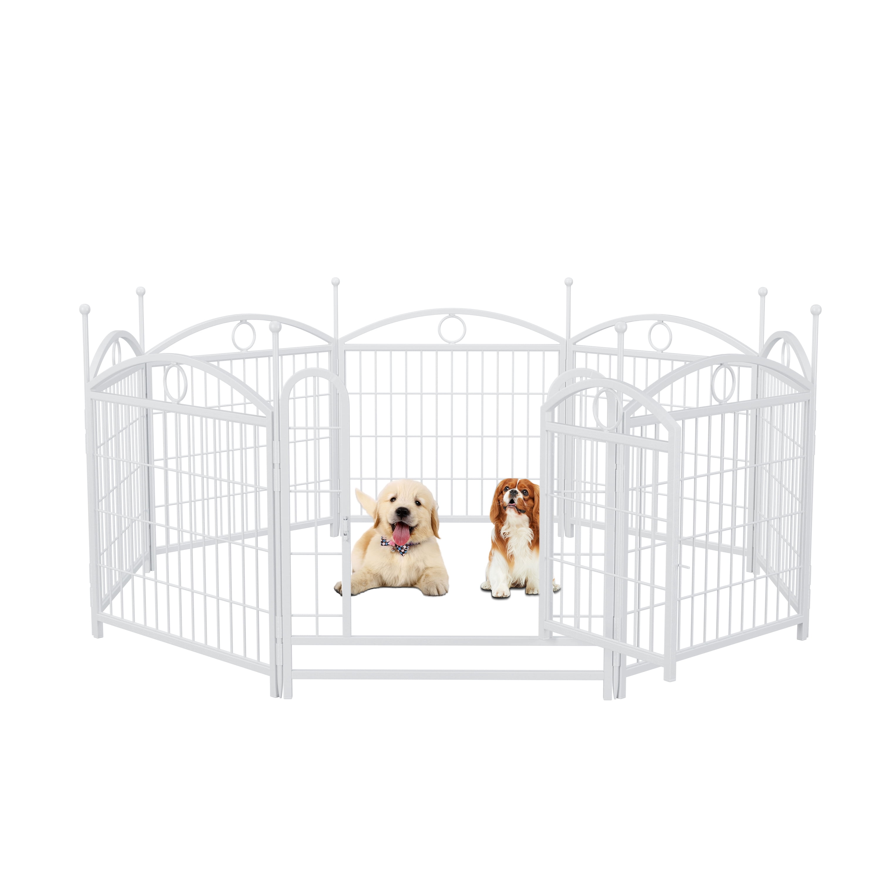 Zephypaws 24" Dog Playpen, 8-Panel Foldable Metal Exercise Pen with Door – Indoor/Outdoor Heavy Duty Puppy Fence, Portable Pet Playpen for Small, Medium & Large Dogs, White
