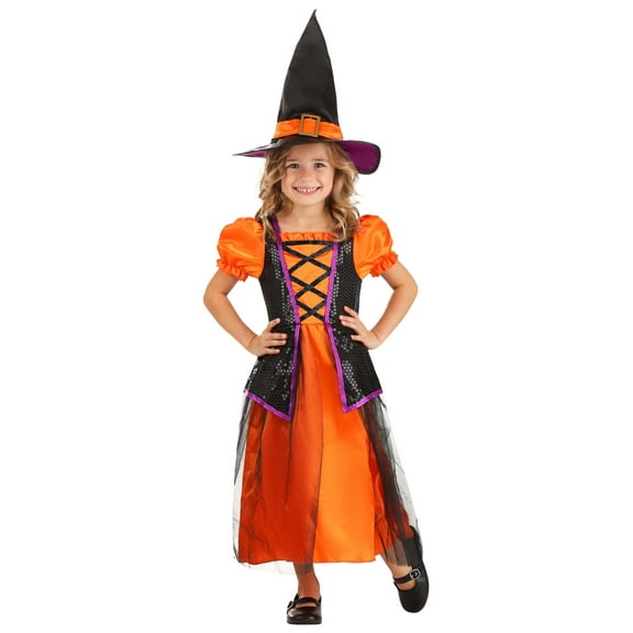 Girl's Orange Light-Up Witch Costume