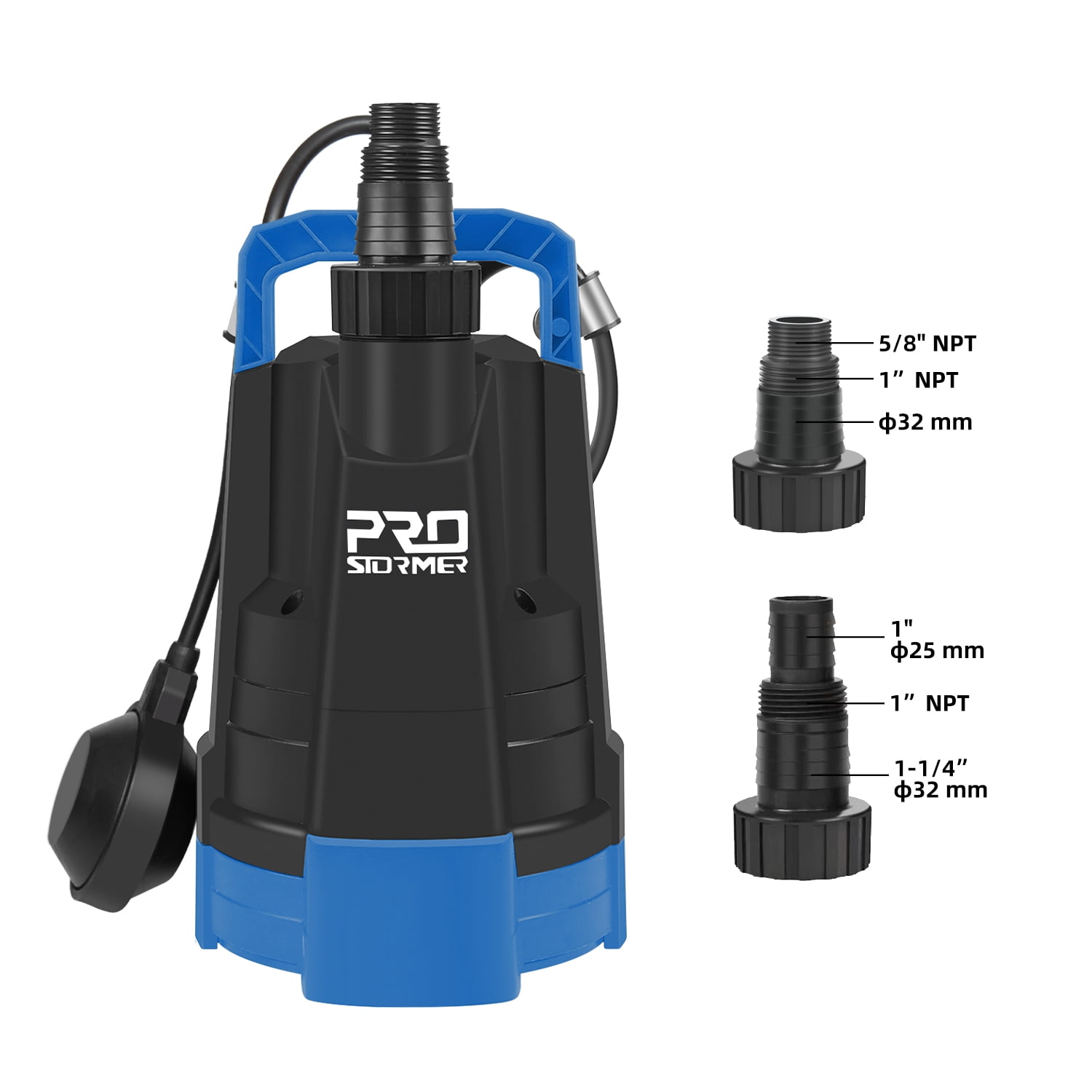 PRO 1HP Water Pump, 3430GPH Submersible Portable Clean Water Pumpe with Automatic Float Switch for Basement Flooding, Draining, Swimming Pool