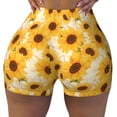 thumbnail image 2 of Rateoe Vintage Marble Pattern Sunflower Printed Power Workout Shorts for Women Tummy Control Squat Proof Ribbed Thick Seamless Scrunch Active Short-Medium, 2 of 8