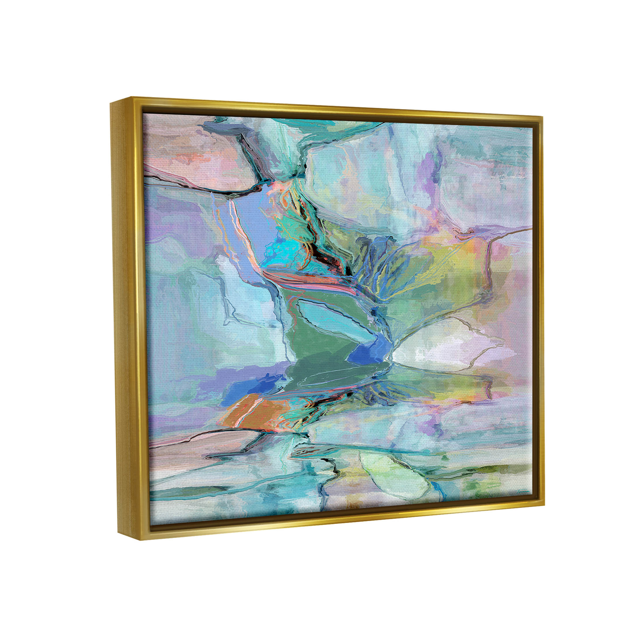 Stupell Industries Varied Round Modern Shapes Graphic Art Metallic Gold Floating Framed Canvas Print Wall Art, Design by Michael Tienhaara