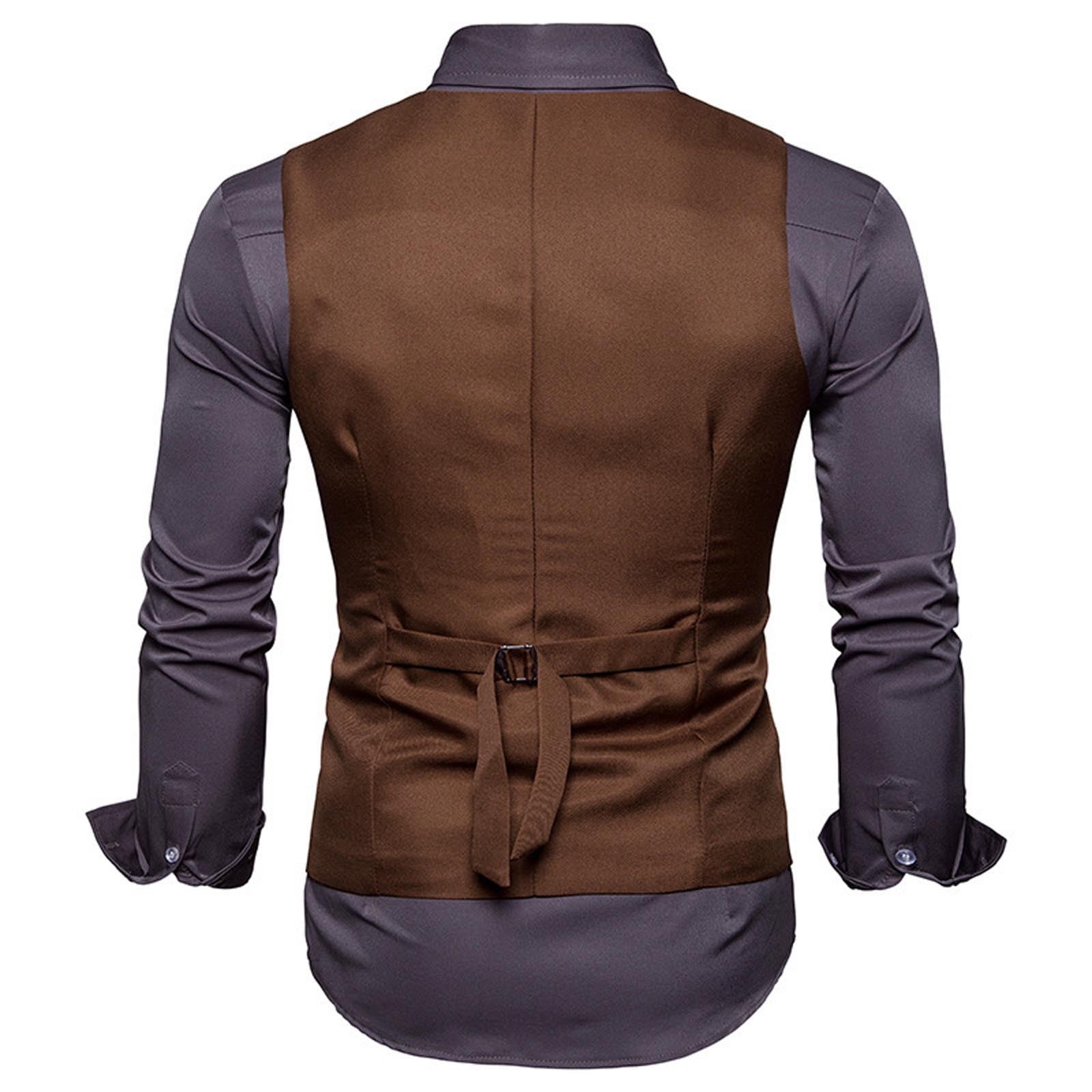Men's Business Formal Suit Vest Double-breasted Dress Suits Blazer V-neck Trim Waistcoat Wedding Tuxedo Vest