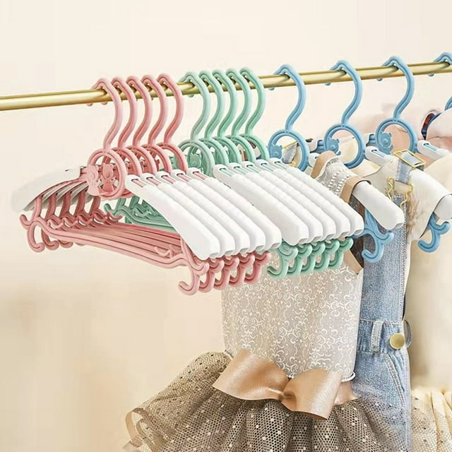 MesaSe 5 Pcs Baby Clothes Hangers Anti-slip Cartoon Bear Decor Retractable High Tenacity Anti-deformed Dry Clothes Contrast Color Wet Clothes Kids Clothes Racks Wardrobe Supplies