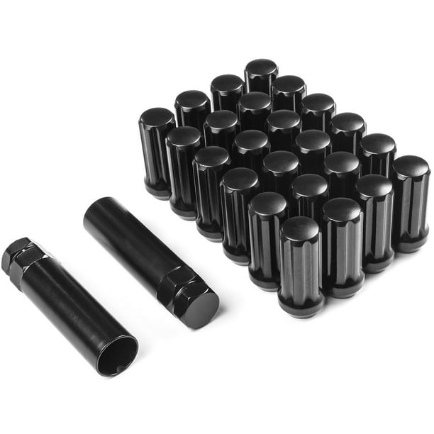 Krator 24x Black 14x1.5 Spline Lug Nuts Compatible with 20042017 GMC