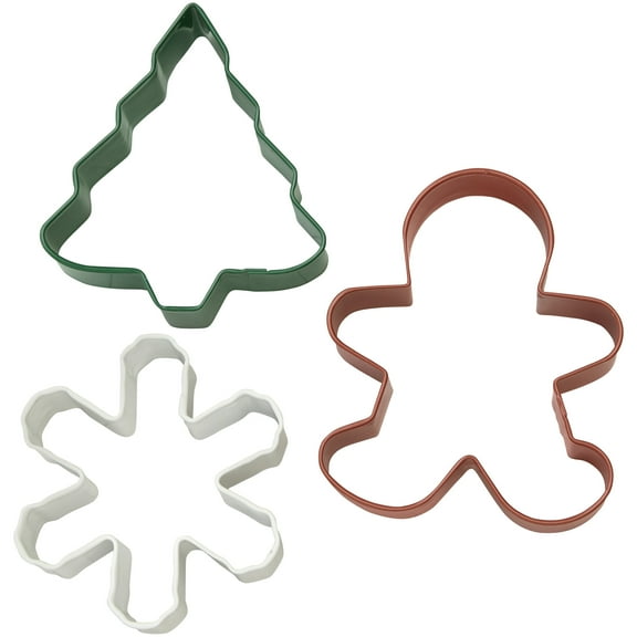 Wilton Metal Christmas Cookie Cutter Set, 3-Piece (Christmas Tree, Snowflake, Gingerbread Man)