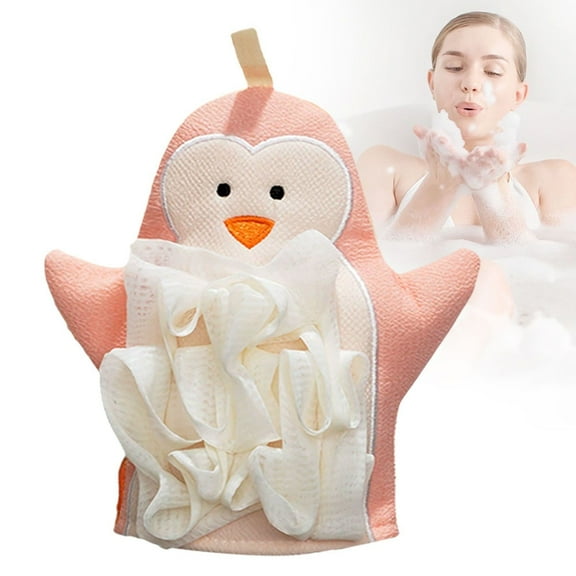 Bath Mitt Washcloths Gloves, Cute Cartoon Exfoliating Glove Body Scrubber, Gentle Soft Scrub Bath Loofahs Sponges Exfoliating Shower Gloves Exfoliating Wash Foaming Towel Skin Bathing Gloves