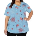 thumbnail image 4 of KDDYLITQ Womens 250 Anniversary Usa Shirts Patriotic Red White and Blue Short Sleeve Blouses American Birthday 250th Birthday Liberty Tees National Flag Print Fashion V Neck Tops Multicolor 4XL, 4 of 6