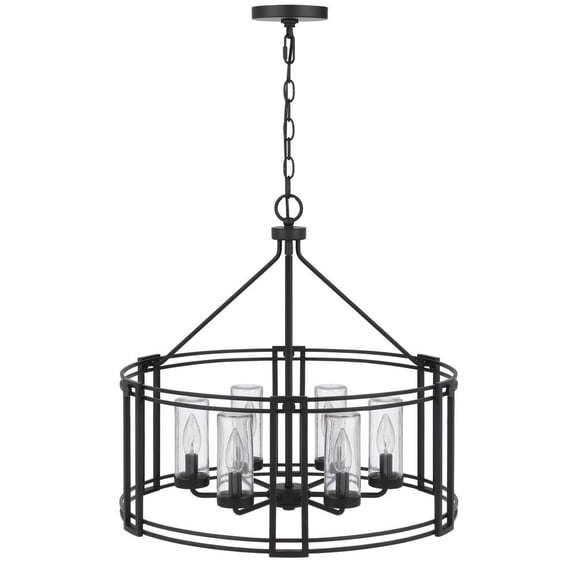 Cal Lighting Luton 6-Light Cage Metal Chandelier in Matte Satin Black