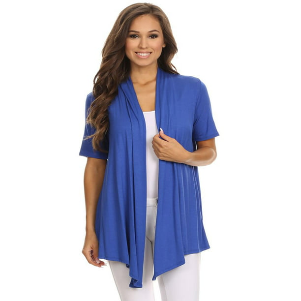 MOA COLLECTION Women's Basic Casual Solid Short Sleeve Open Front Cardigan  (S-3X) Made in USA - Walmart.com
