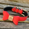 thumbnail image 3 of Beirui Cute Bow Tie Dog Collar Personalized Soft Leather Pet Puppy Collars Custom Engraved Name Adjustable XS-XL, 3 of 9