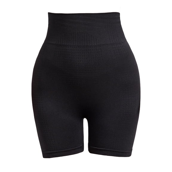 WULMLEO Women's High Waisted Tummy Control Biker Shorts Seamless Compression Shorts for Workout Black L