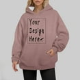 thumbnail image 6 of Ediodpoh Women's Autumn and Winter Solid Color Thin Style Plus Size Pocket Long Sleeved Hooded Sweatshirt Pullover Sweatshirt Womens Hoodies Rose Gold S, 6 of 9