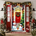 thumbnail image 6 of FastXmas Christmas Door Covers Ornament 2.95*6 Ft Red Merry Christmas Door Covers Washable Elastic Fabric Balls with Snowflakes Pattern Christmas Door Covers for Front Door Cover Festive Party Home, 6 of 6