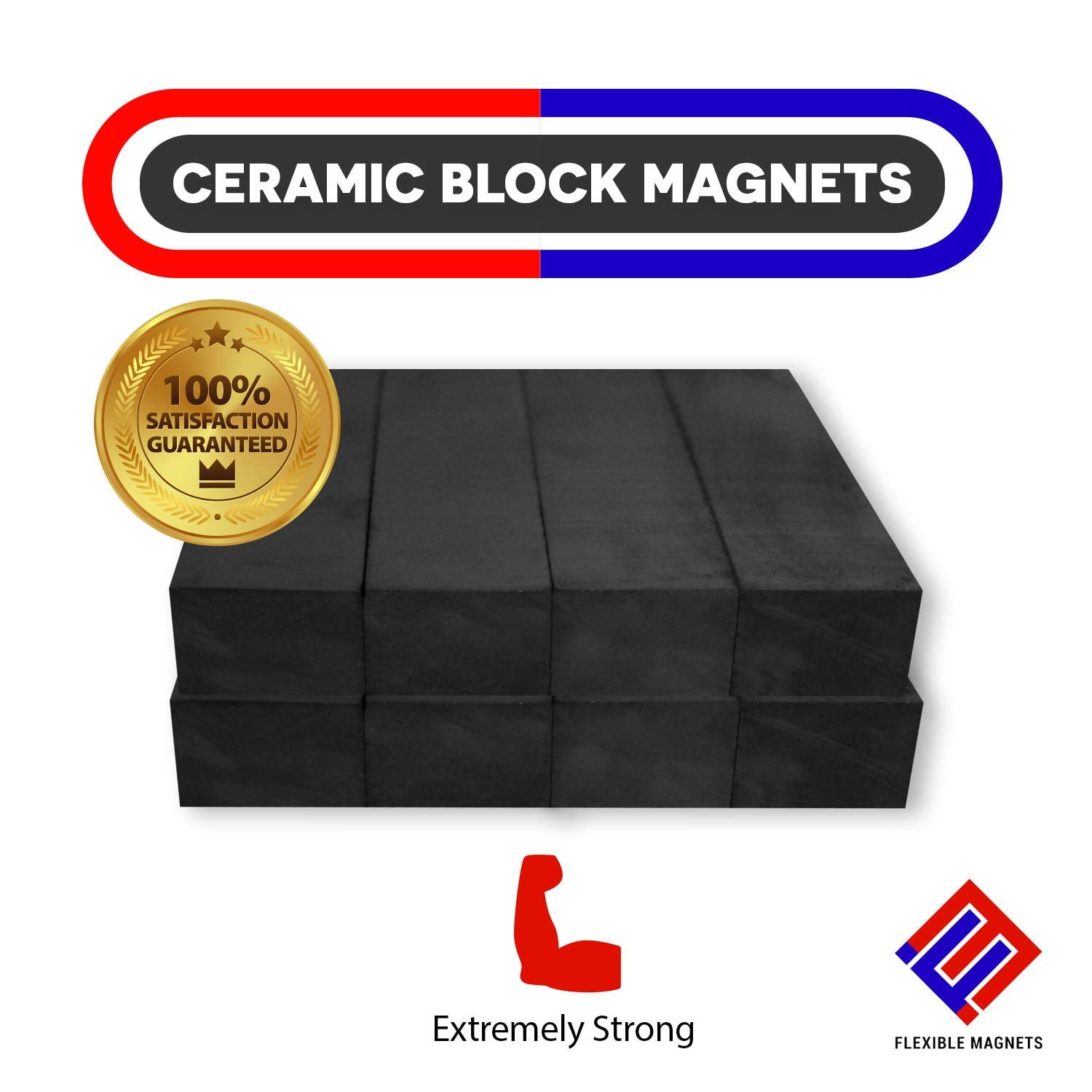 Hard Ferrite Grade 8-50 Pieces for Crafts 1 7/8 x 7/8 x 3/8 Ceramic Magnets Grade 8 CMS Magnetics Domino Size Magnet Science and Hobbies 