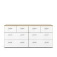 thumbnail image 3 of BOWERY HILL Contemporary Design 8 Drawer Double Bedroom Dresser with Plastic Bar Handles in Oak and White, 3 of 15