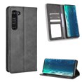 thumbnail image 2 of Compatible with Motorola Moto Edge Case Magnetic Closure Vintage Pattern PU Leather Wallet Cover with Card Slots-Black, 2 of 5