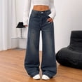 thumbnail image 3 of Women's Mid Rise Baggy Long Jeans, Y2K Trendy Flirty Wide Leg Denim Pants, Retro Vintage Streetwear Trousers, 3 of 7