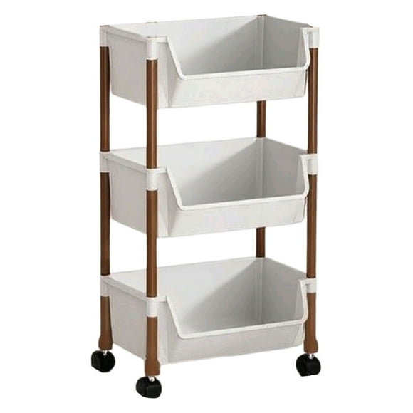 JASKFLY Plastic Shelves 3 Tier Rolling Storage Cart with Wheels Mobile
