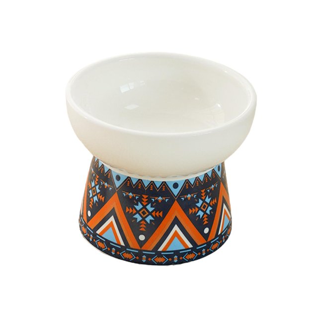 Ceramic Raised Cat Food Bowls Small Animals with Stand Pet Supplies Elevated C