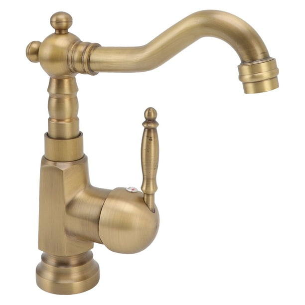 Grifo monomando Jadeshay para lavabo de baño de latón antiguo con mangueras