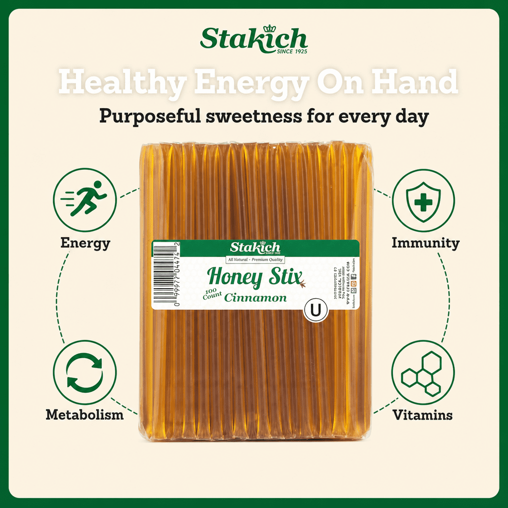 Stakich Cinnamon Grade A Honey Stix - 5 Packs of 100