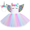 thumbnail image 4 of Vestido de tul con tutú de unicornio y princesa para niñas, con flores pastel, para fiesta de cumpleaños de niñas, disfraces de Halloween para niños, 4 of 5