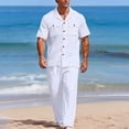 thumbnail image 6 of StSilkitty Mens 2 Piece Sets Solid Color Short Sleeve Button down Collared Shirts and Pants Outfits with Pockets Lightweight Casual Set, 6 of 8