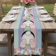 thumbnail image 4 of Easter Bunny Table Runner - 60 Inch Long Eggs Cute Rabbit Floral Colorful Country Wooden Cotton and Linen Blended Dress Scarves Farmhouse Table Runner for Kitchen Dining, Coffee Table, 13" x 60", 4 of 8