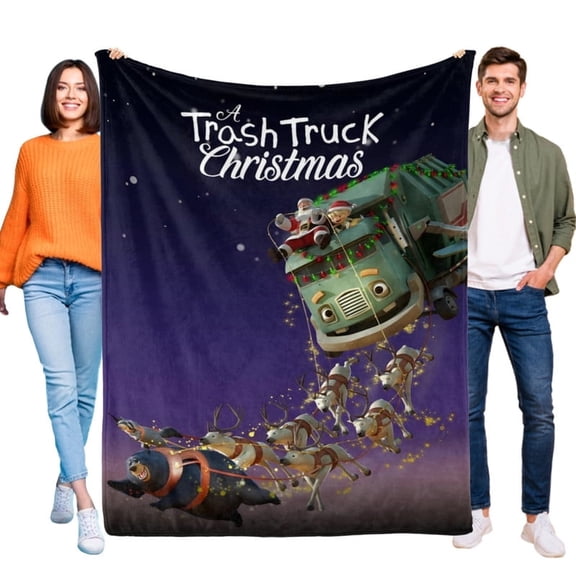 Trash Truck Christmas Cartoon Blanket Soft Throw Blanket Micro Fleece Fuzzy Blankets Thin Bed Couch Decor Adult Nap Bedroom Car All Season Birthday Gifts 30"X40"