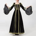 thumbnail image 2 of FYEGRE Women Long Sleeve Square Neck Retro Dress Elegant Maxi for Events and Parties Black M, 2 of 9