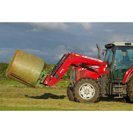 Canvas Print Tractor Baler Grass Bale Agriculture Hay Baling Stretched Canvas 10 x