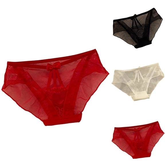Ashirexll Ladies Underwear Panties, Underwear for Women, Lace Low Waist Seamless Mesh Transparent Hollow Triangle Panties