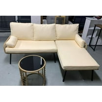 4 Pieces Outdoor Rattan Woven Conversation Sectional L-Shaped Sofa