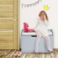 thumbnail image 4 of Costway Kids Toy Box Wooden Flip-top Storage Chest Bench W/ Cushion Safety Hinge Gray, 4 of 12
