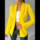 thumbnail image 5 of Blazer de Negocios para Mujer, Chaqueta de Traje de Larga con Abertura Frontal, Abrigo con Botones de Diamantes de Imitación, Ropa de Oficina Amarillo S, 5 of 8