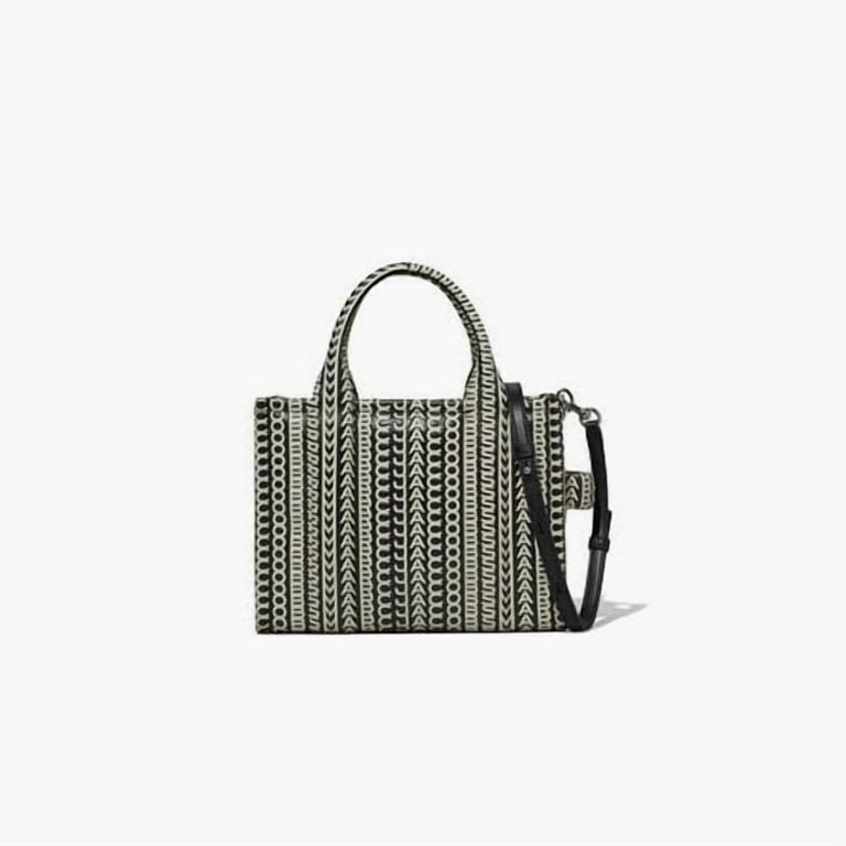 Marc Jacobs Monogram Leather Tote Bag (Small, Black,White