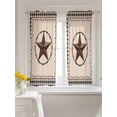 thumbnail image 3 of Star Country Tier Curtains 45 Inch Length,Sheer Curtains for Bedroom Living Room Window Western Texas Farm Black Plaid Brown Berry Small Half Window Kitchen Curtains & Drapes 27.5"x45" 2 Panels, 3 of 6