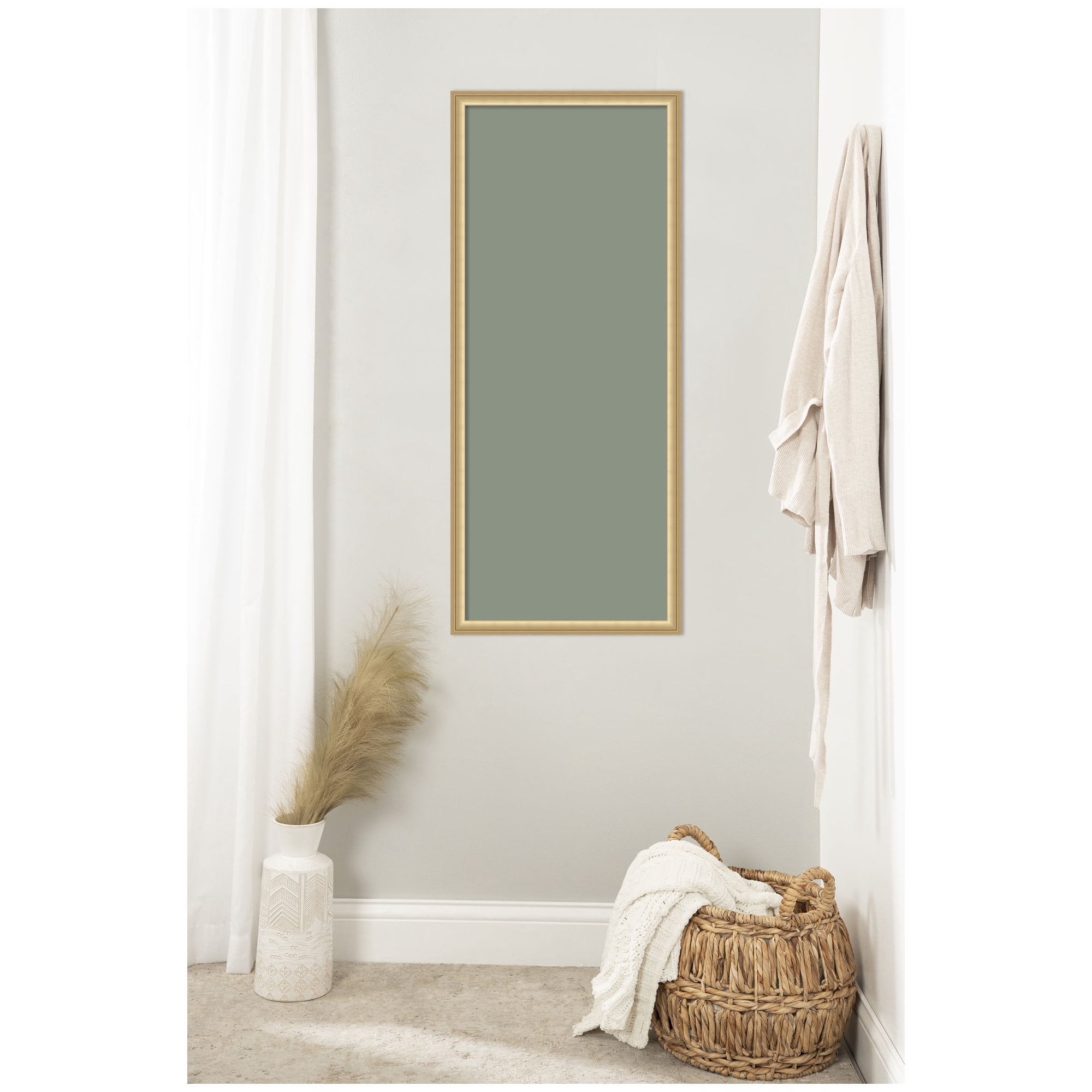 Kate and Laurel Framed Fabric Pinboard 18 x 42,  Printed Linen Classic Bulletin Board for Use as a Vision Board or Wall Organization, Florence Gold Frame