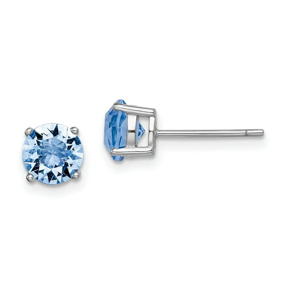 Primal Silver Sterling Silver Rhodium-plated Light Blue Crystal Birthstone Earrings