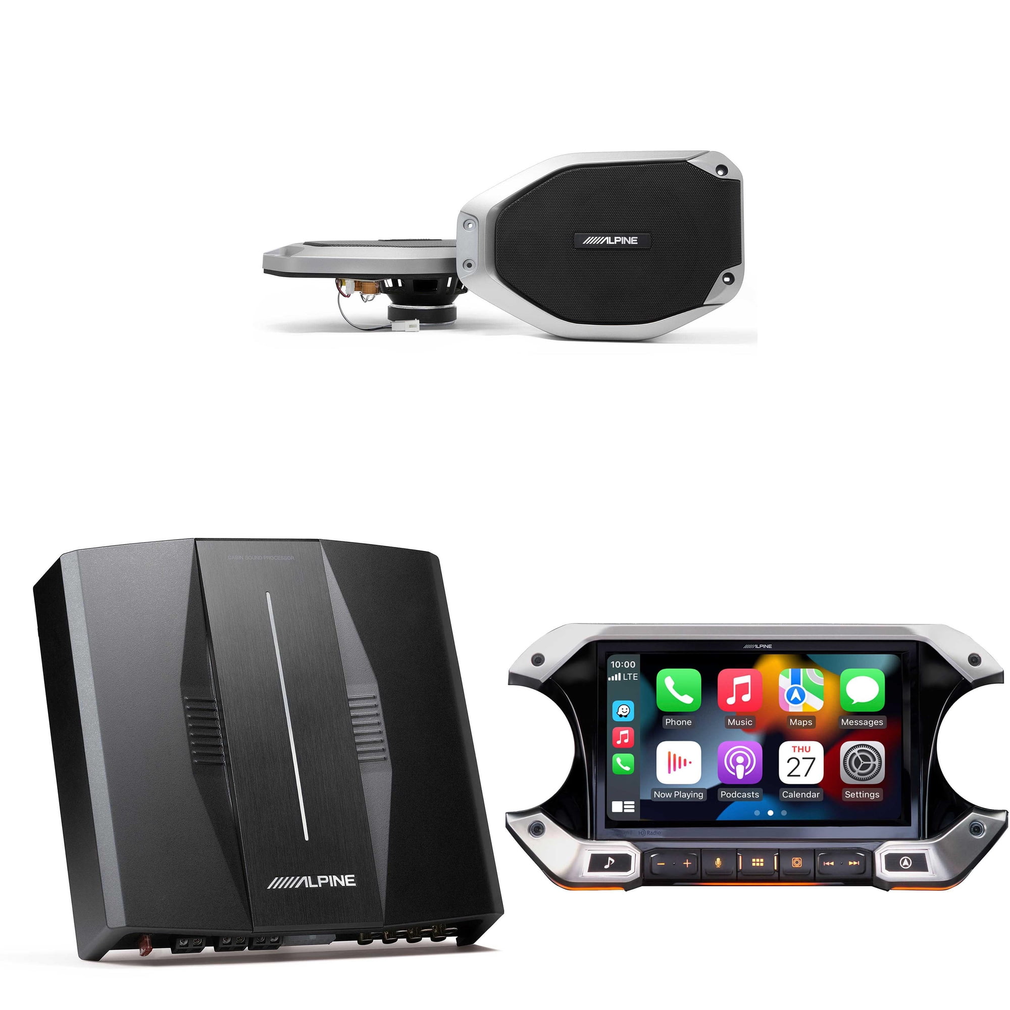 I509-WRA-JL 9-inch Weather-Resistant Digital Media Receiver with Hi-Res Audio w/ SPV-65-JLT & PXE-C80-88 OPTIM8 8-Channel Hi-Res DSP Amp Bundle for 18 - Up Wrangler