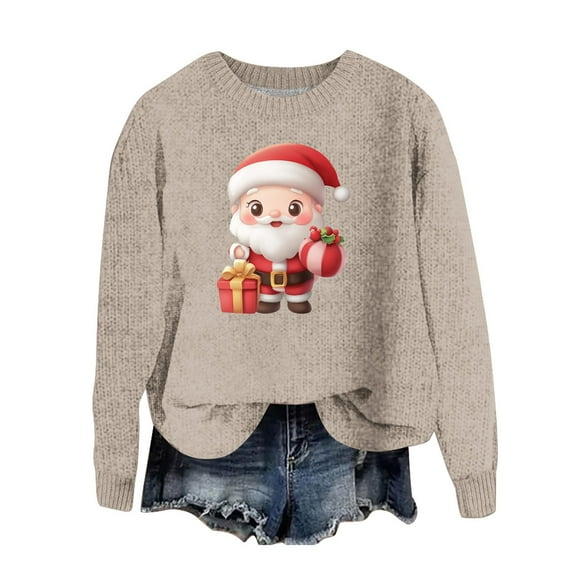 Buigttklop Christmas Sweatshirts for Women Kawaii 3D Santa Claus Sweatshirt Funny Gifts Long Sleeve Crewneck Cute Graphic Tops