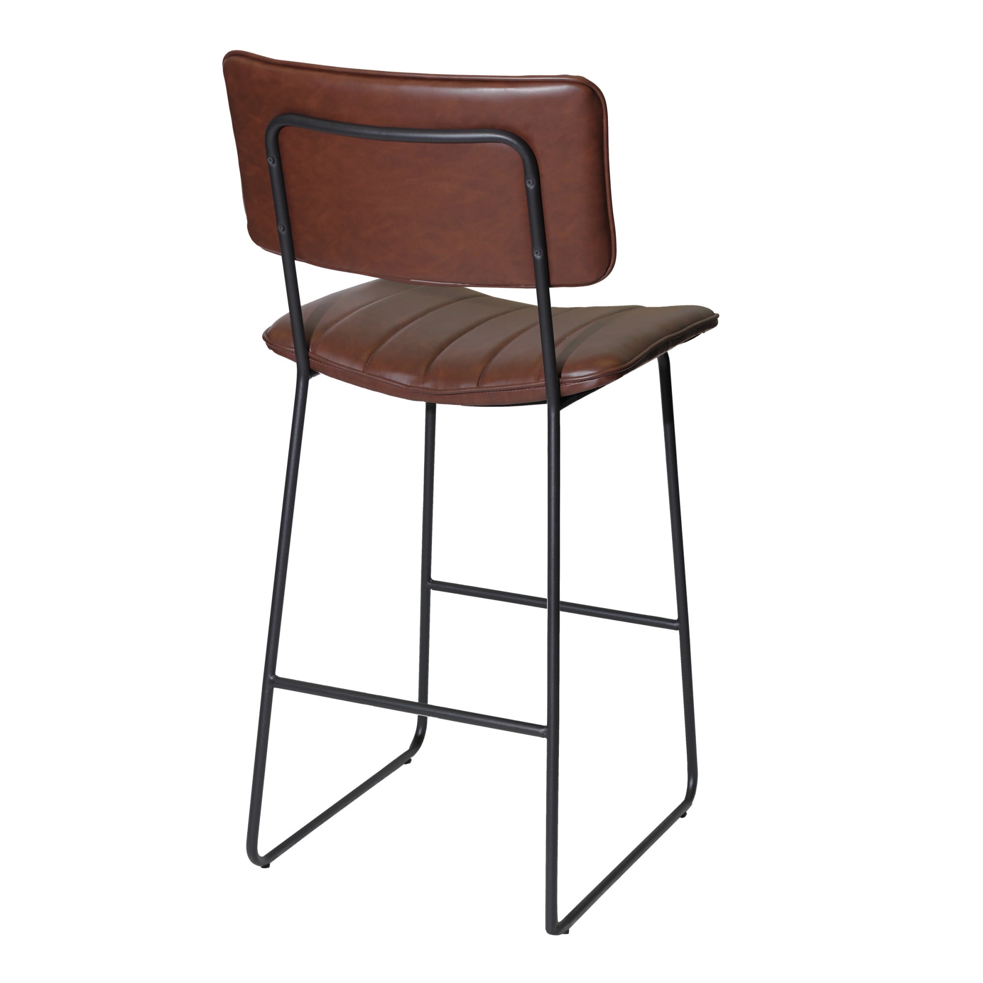Steve Silver Tribeca Metal and Brown Faux Leather Commercial Grade Bar Stool